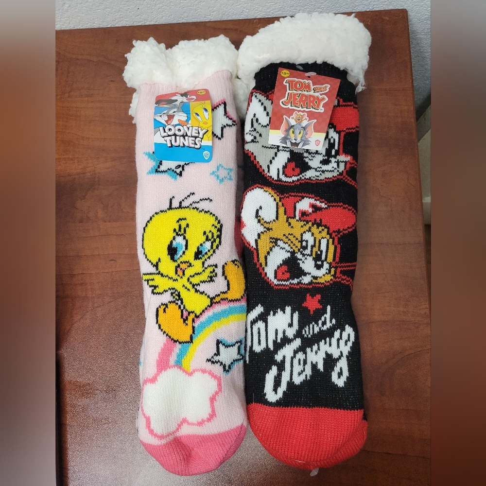 Looney Tunes and Tom & Jerry Cozy Sherpa Lined Socks Nwt